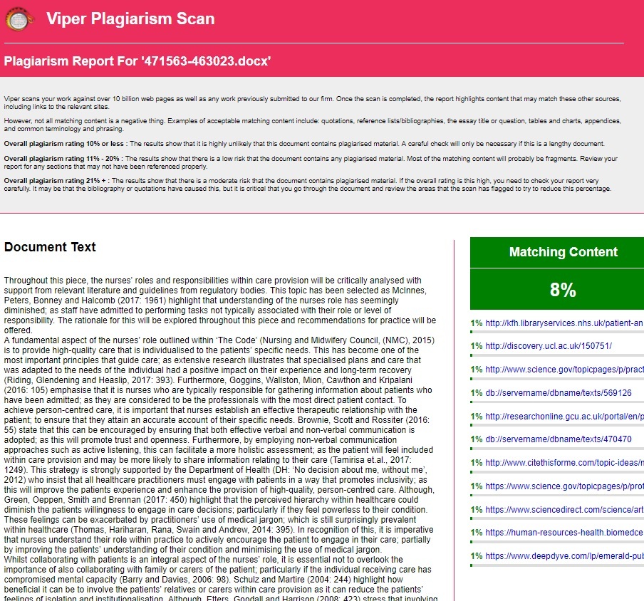 Viper Plagiarism Report